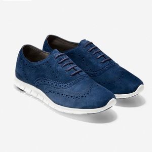 Women's Cole Haan ZERØGRAND Wingtip Oxford - Blue Suede Sz 8